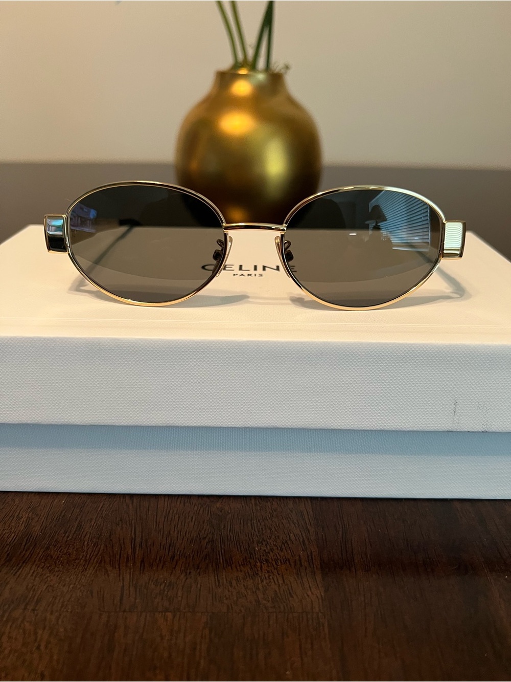Celine Triomphe Oval Metal Sunglasses